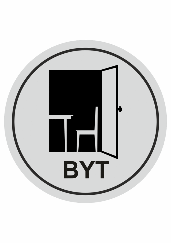 Značení budov, prostorů a vstupů - Označení místnosti (Piktogramy): Byt (Stříbrná, Kruh)