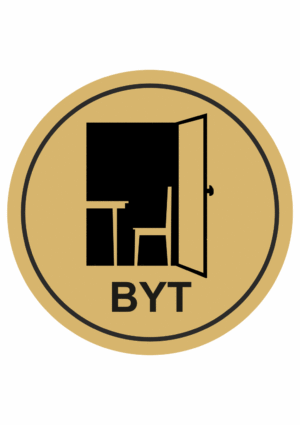 Značení budov, prostorů a vstupů - Označení místnosti (Piktogramy): Byt (Zlatá, Kruh)