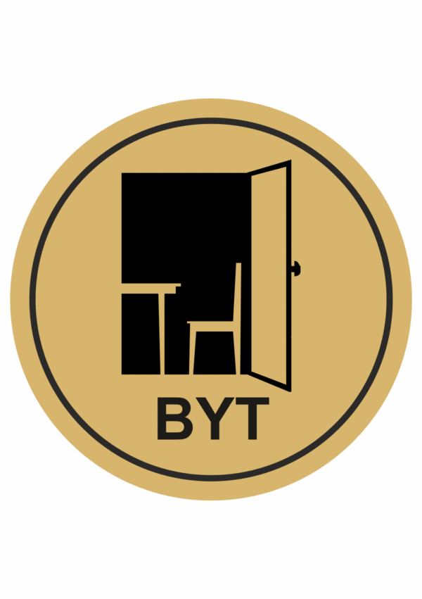 Značení budov, prostorů a vstupů - Označení místnosti (Piktogramy): Byt (Zlatá, Kruh)