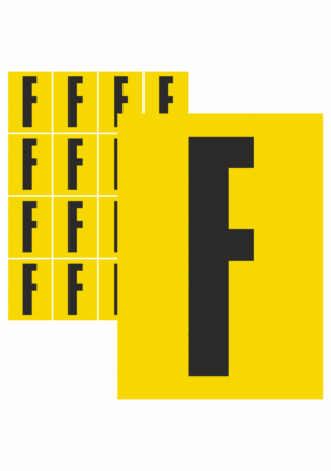 Čísla a písmena - Písmena na samolepicí fólii: F (Žlutý podklad)