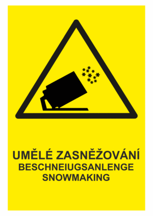 Značení budov - Označení zimních středisek a rezortů: "Umělé zasněžování / Beschneiugsanlenge / Snowmaking"