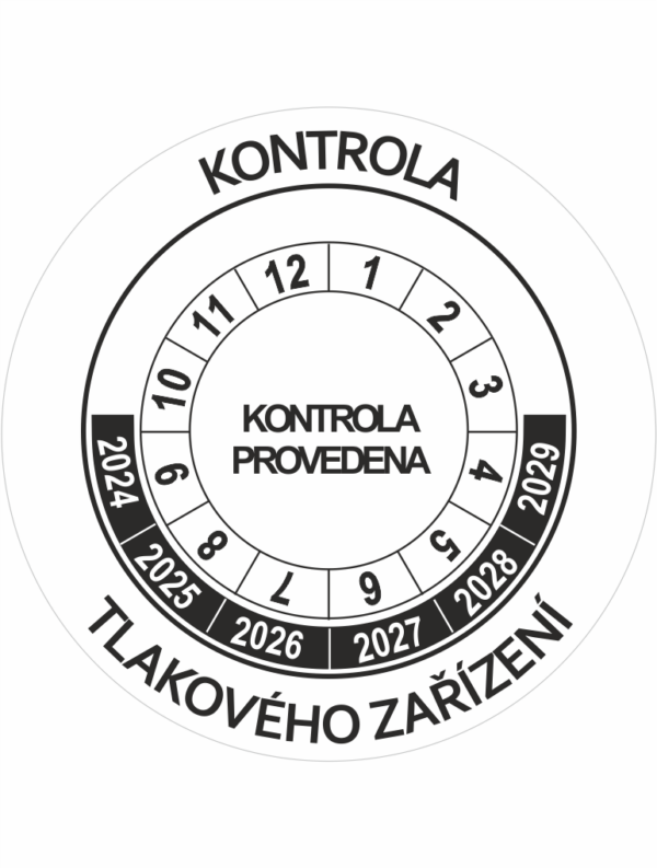 Revizní a kalibrační kolečka - 6 let: Kontrola tlakového zařízení 2024-2029