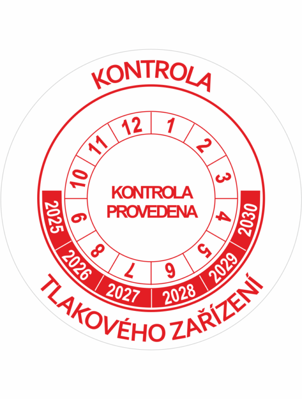 Revizní a kalibrační kolečka - 6 let: Kontrola tlakového zařízení 2025-2029