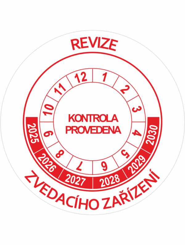 Revizní a kalibrační kolečka - 6 let: Revize zvedacího zařízení 2025-2030