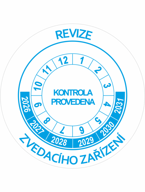 Revizní a kalibrační kolečka - 6 let: Revize zvedacího zařízení 2026-2031