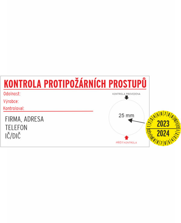 Štítek KONTROLA PROTIPOŽÁRNÍCH PROSTUPŮ