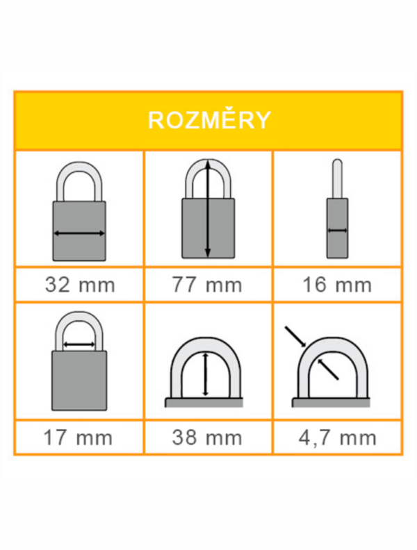 Nylonové zámky s 38 mm hliníkovým okem