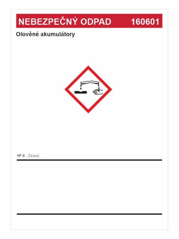 Nebezpečný odpad 160601 Olověné akumulátory